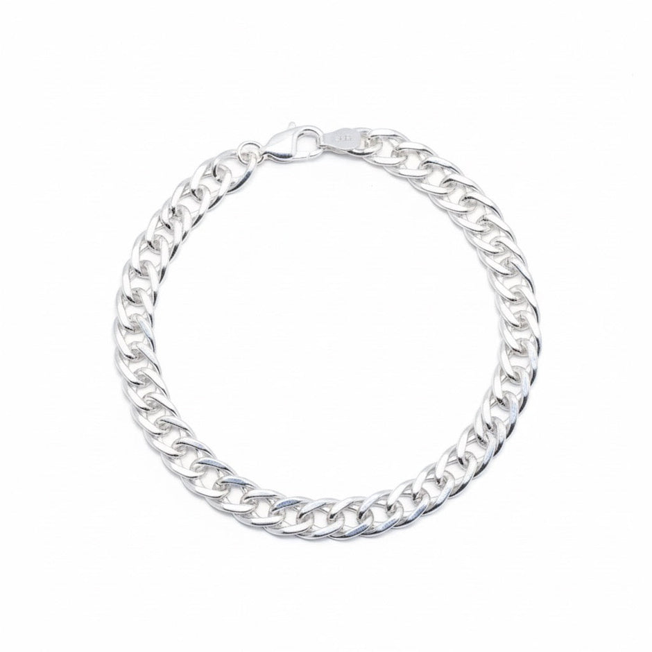 Fine Curb Link Silver Bracelet