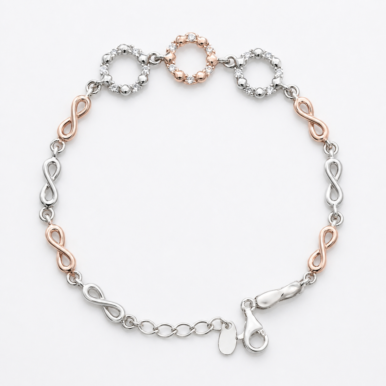 Infinity Tri-Halo Charm Bracelet