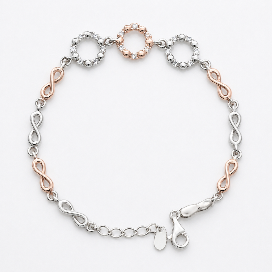 Infinity Tri-Halo Charm Bracelet