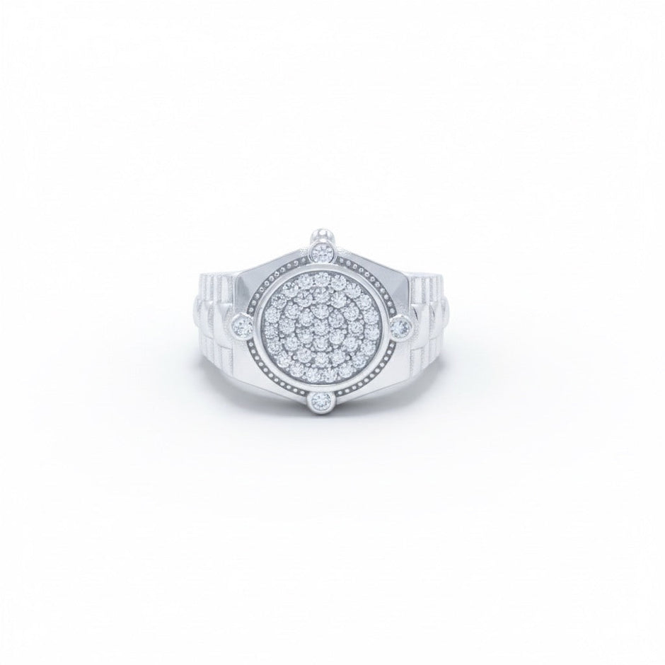 Silver Round Sparkle Bezel Ring