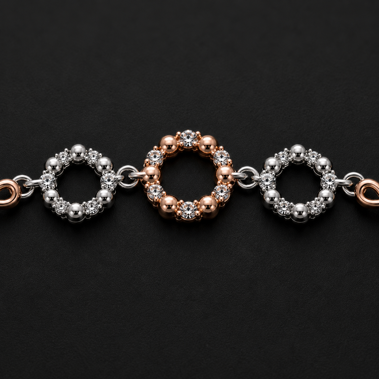 Infinity Tri-Halo Charm Bracelet