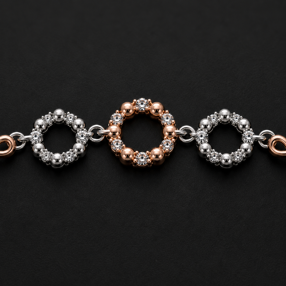 Infinity Tri-Halo Charm Bracelet