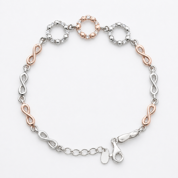 Infinity Tri-Halo Charm Bracelet