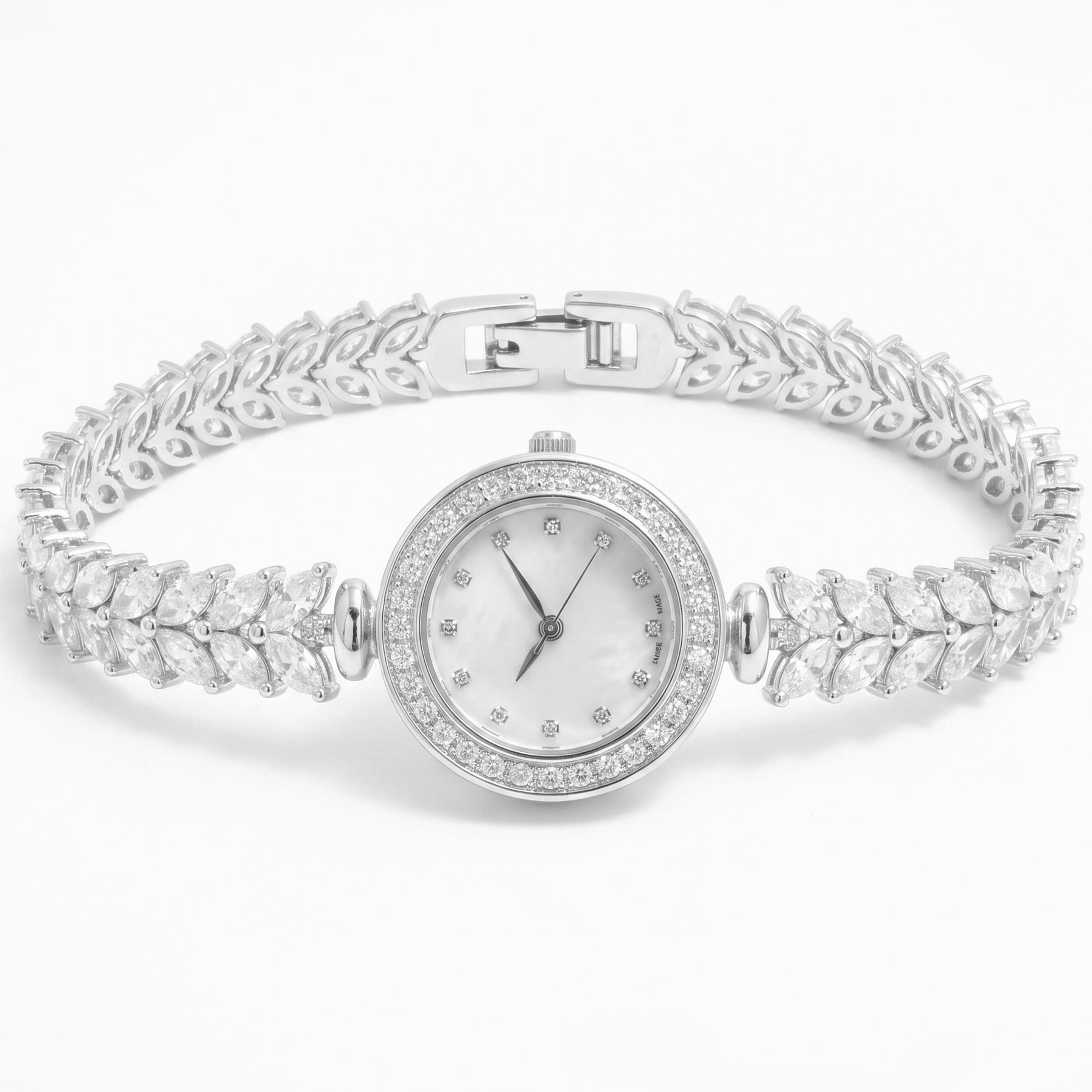 Marquise Leaf Cluster Luxury Silver Watch
