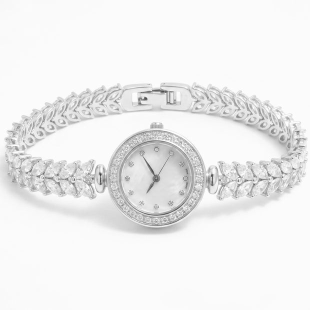 Marquise Leaf Cluster Luxury Silver Watch