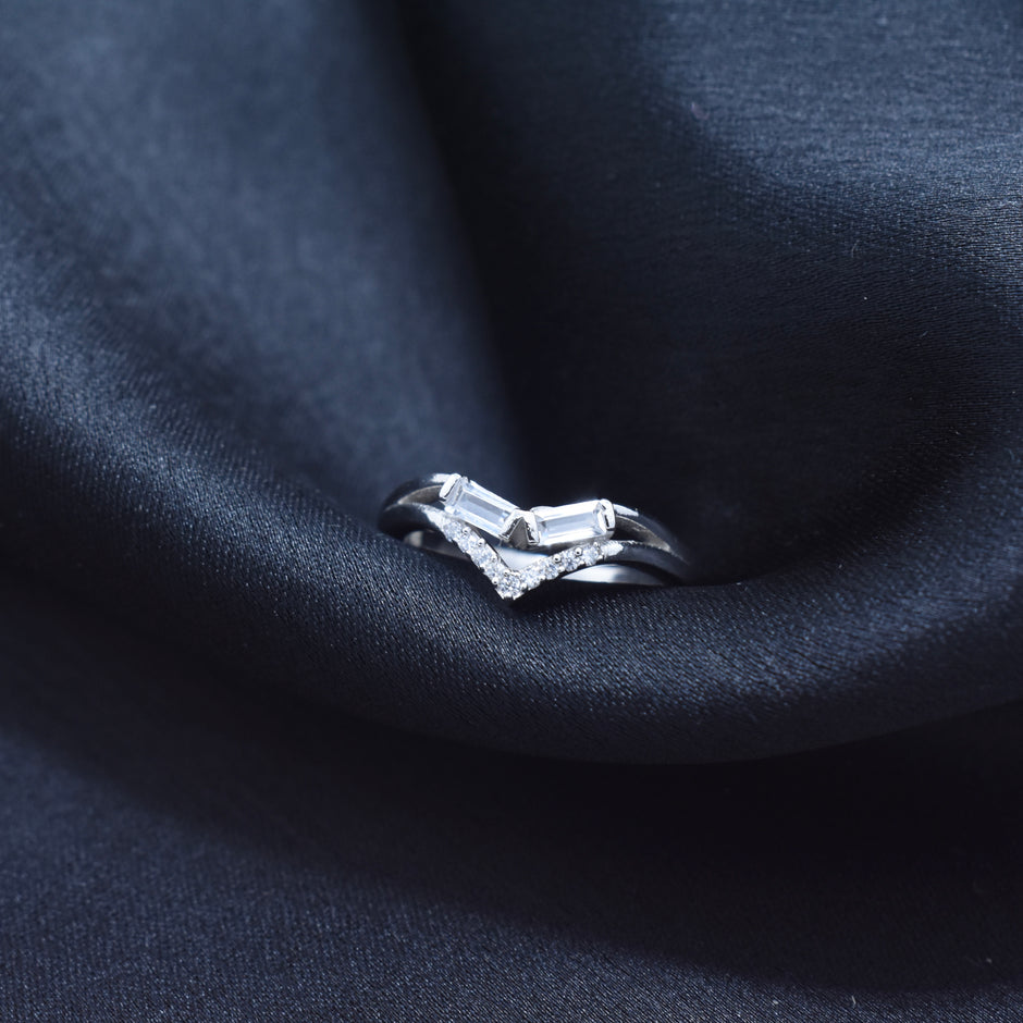 Baguette Diamond V Shape Ring