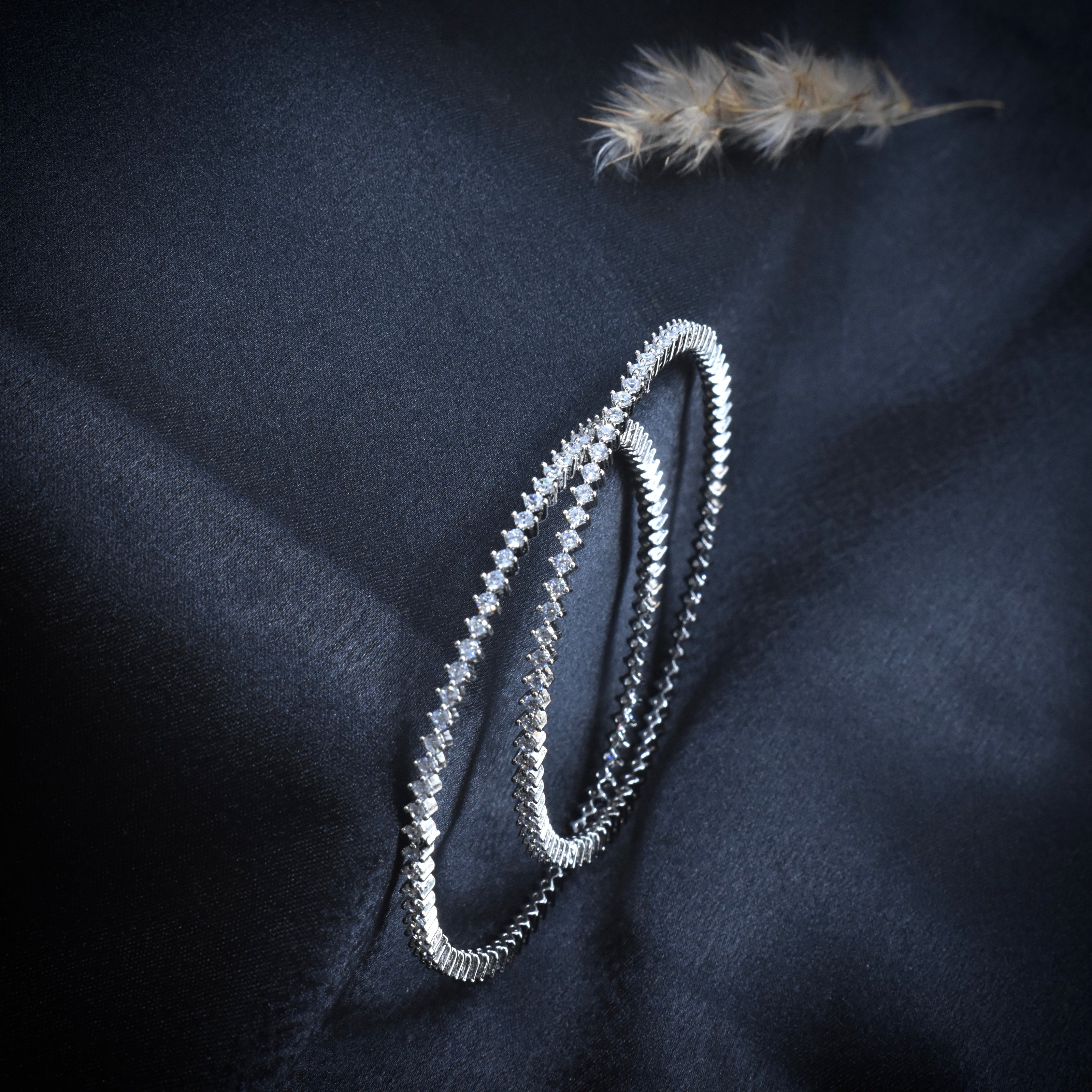 Tapered Brilliance Silver Bangle Set