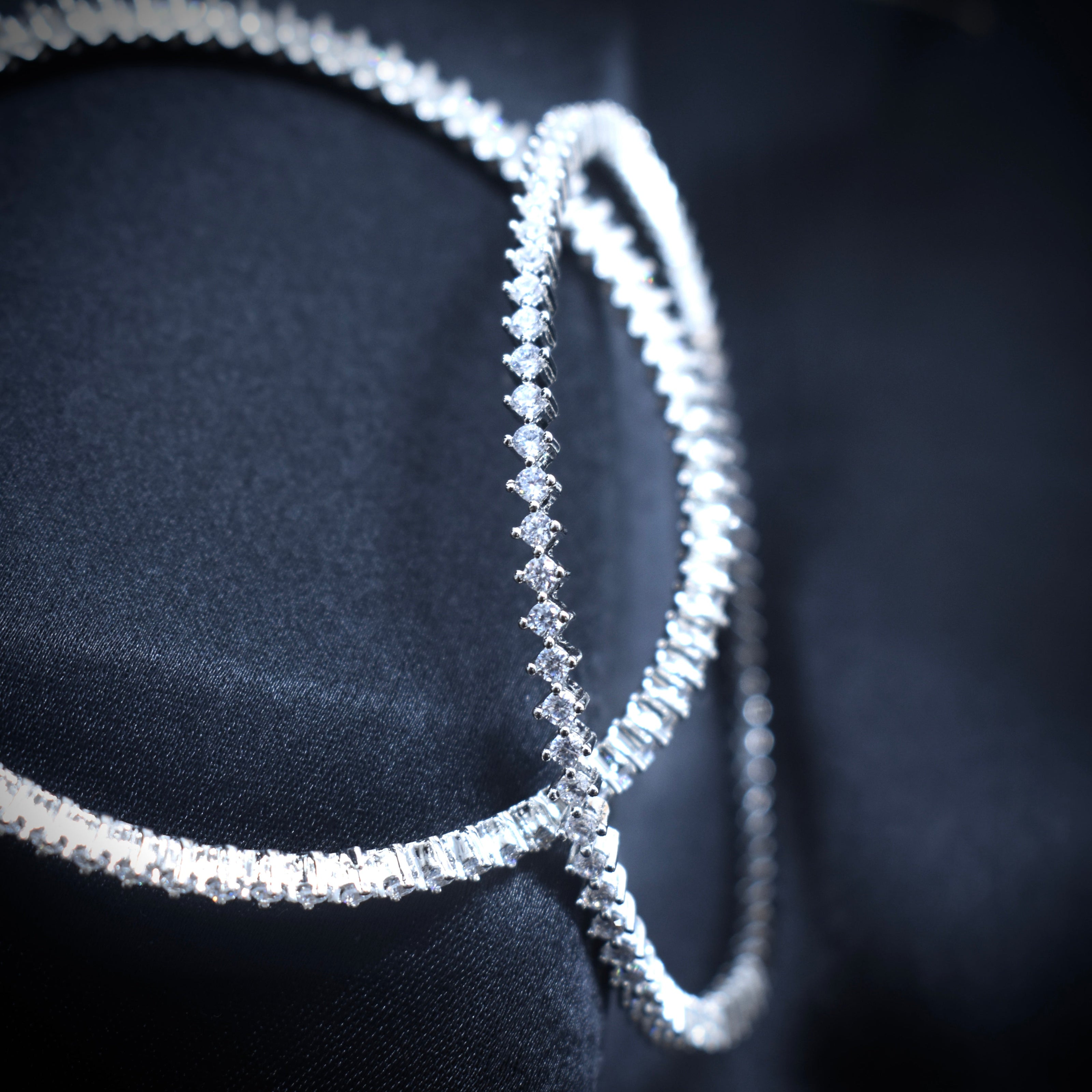 Tapered Brilliance Silver Bangle Set