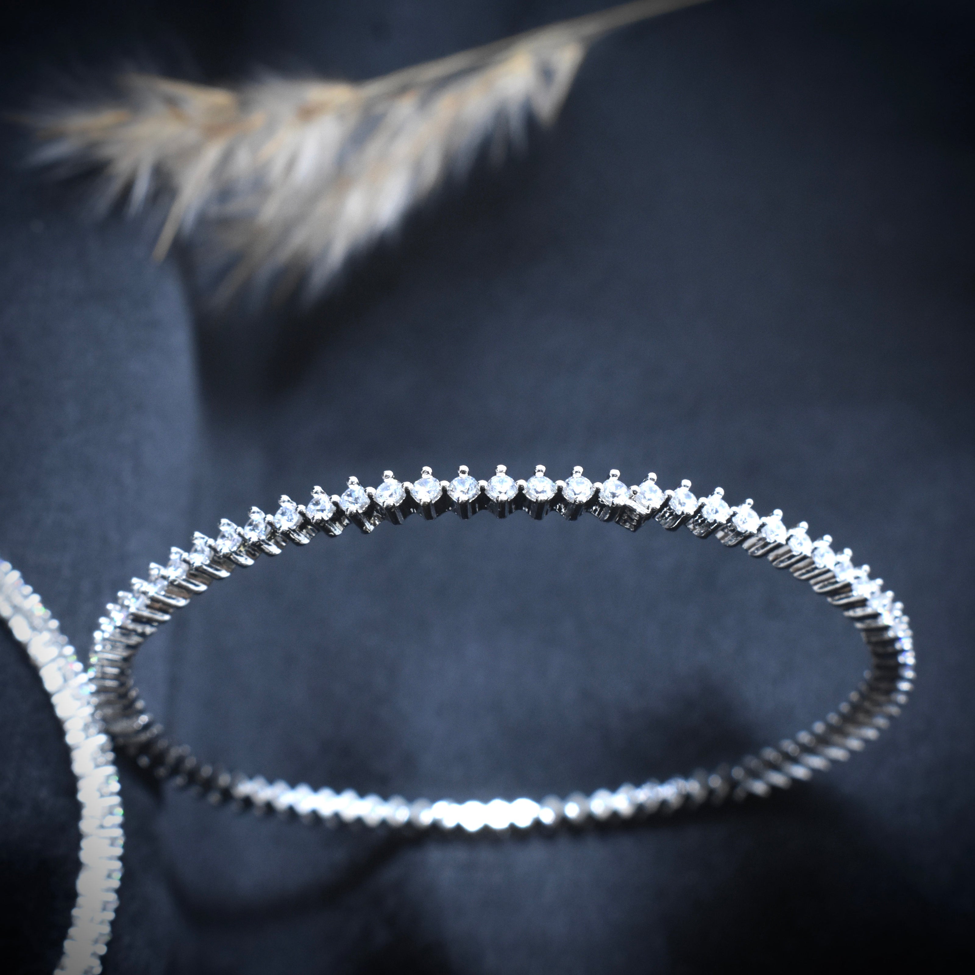 Tapered Brilliance Silver Bangle Set