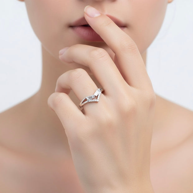Baguette Diamond V Shape Ring