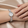 Cluster Leaf Stone Silver Watch