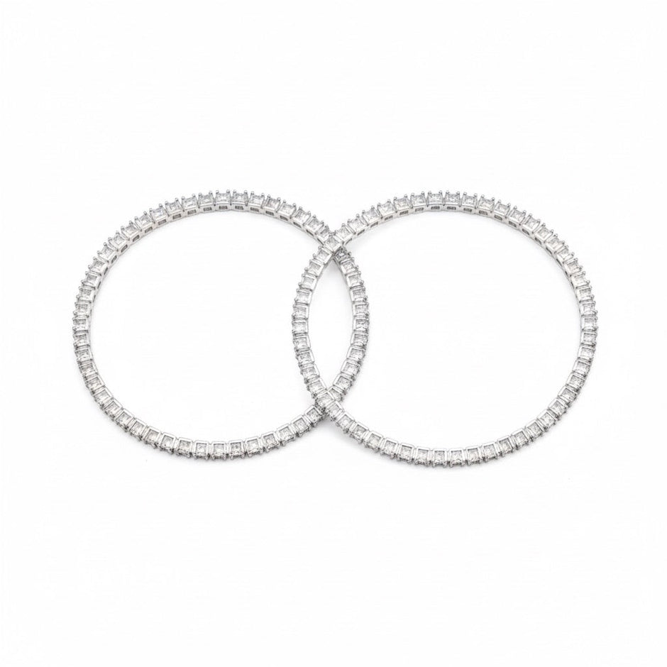 Tapered Brilliance Silver Bangle Set