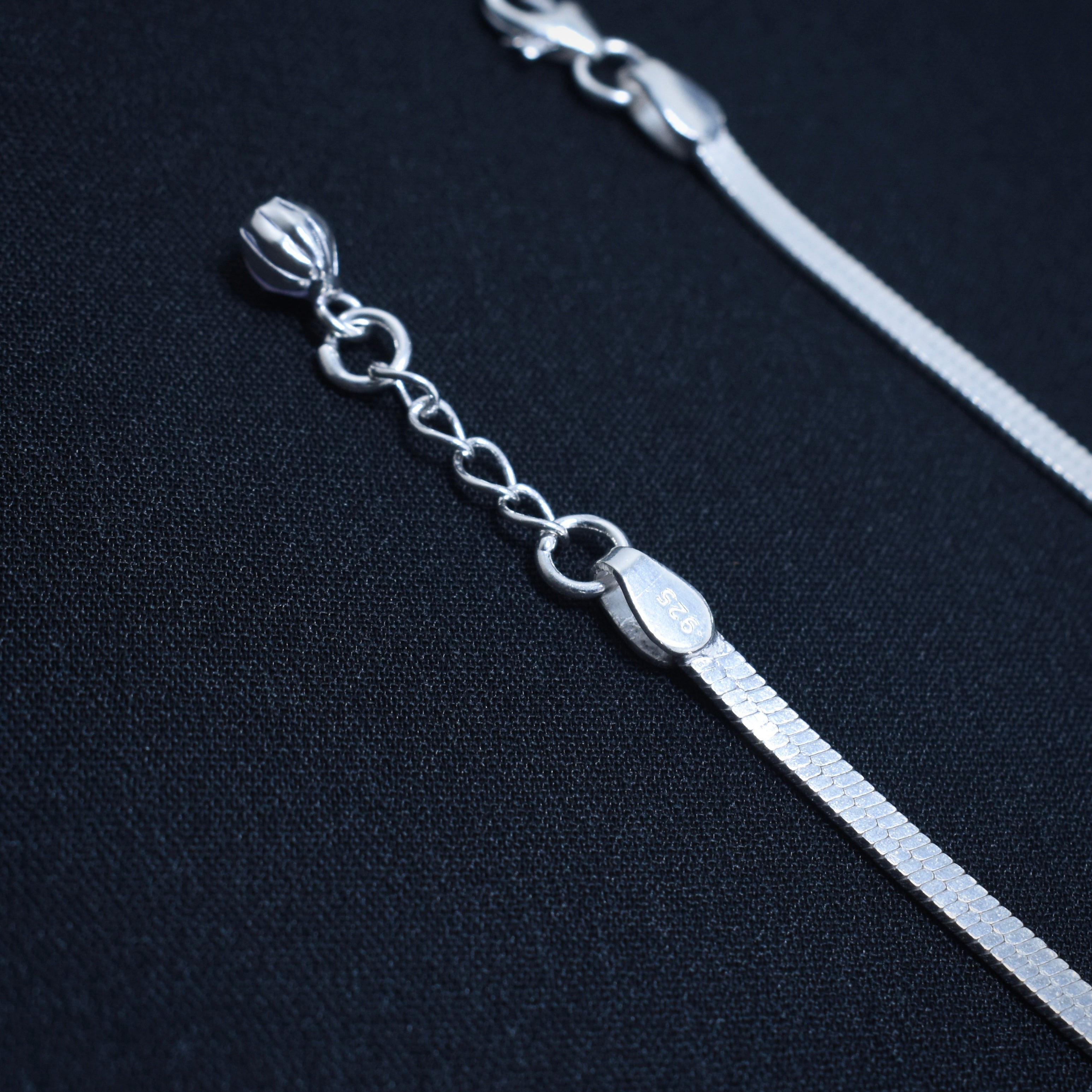 Flat Snake Chain Sterling Silver Anklet