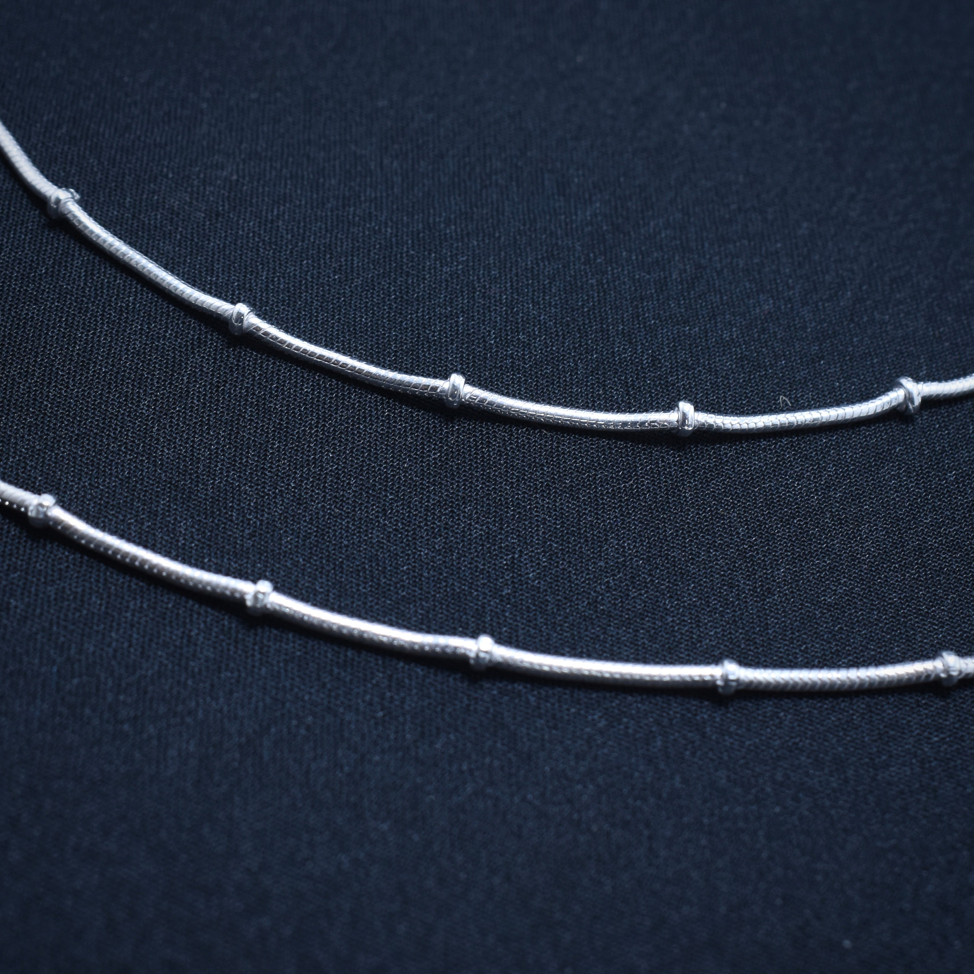 Minimalist Barrel Bead Sterling Silver Anklet