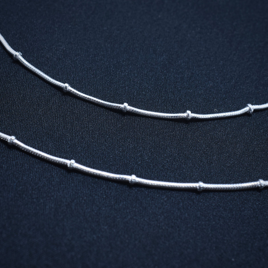 Minimalist Barrel Bead Sterling Silver Anklet