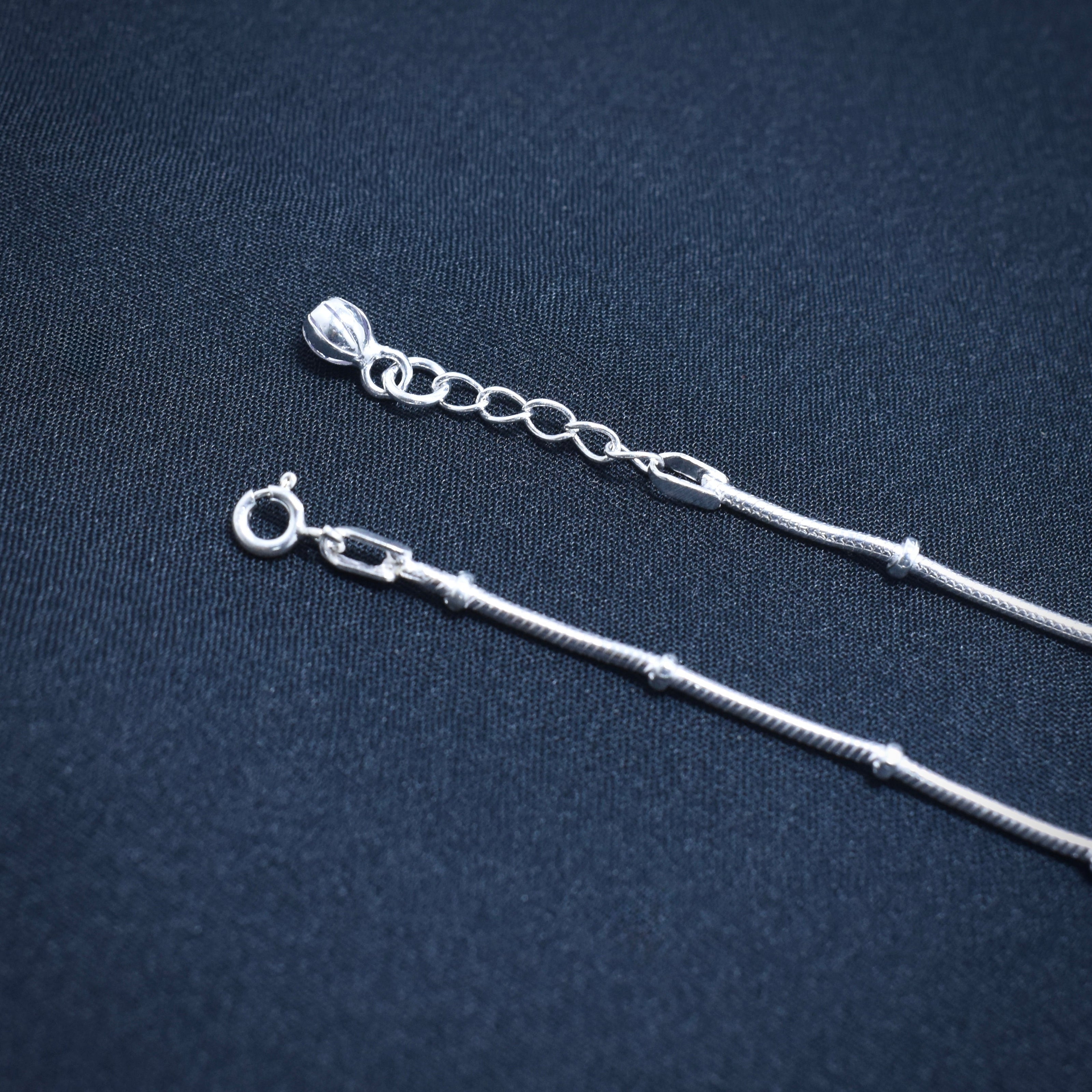 Minimalist Barrel Bead Sterling Silver Anklet