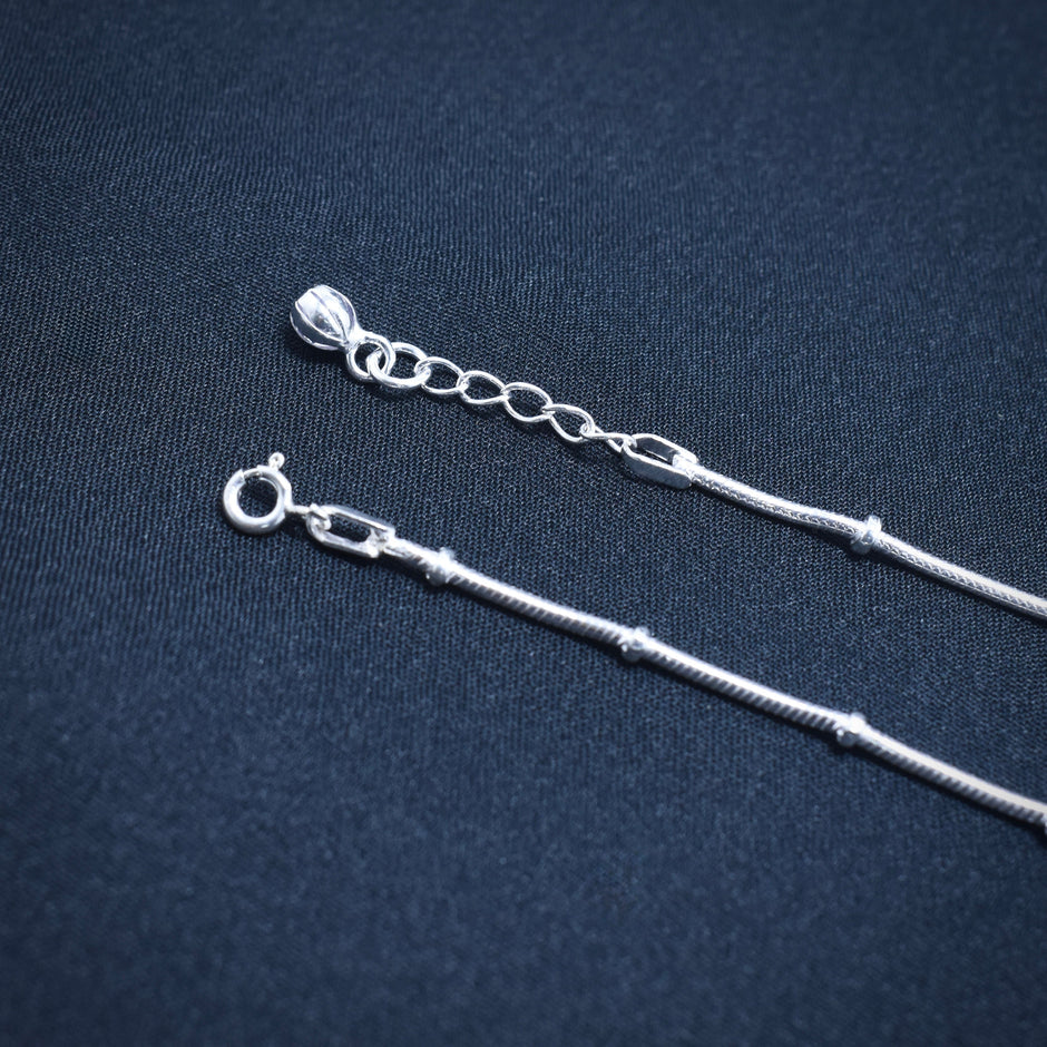 Minimalist Barrel Bead Sterling Silver Anklet