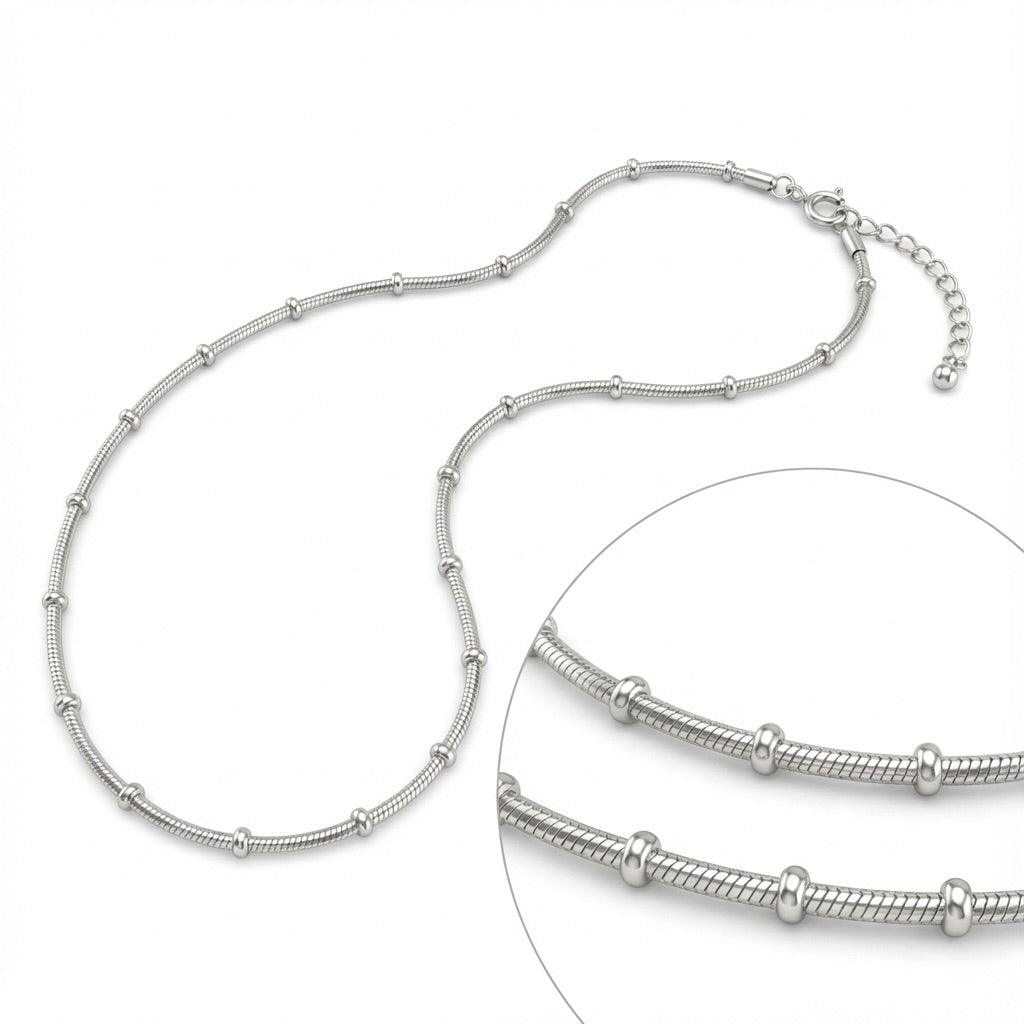 Minimalist Barrel Bead Sterling Silver Anklet