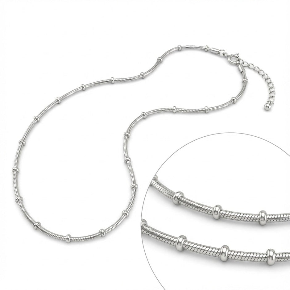 Minimalist Barrel Bead Sterling Silver Anklet
