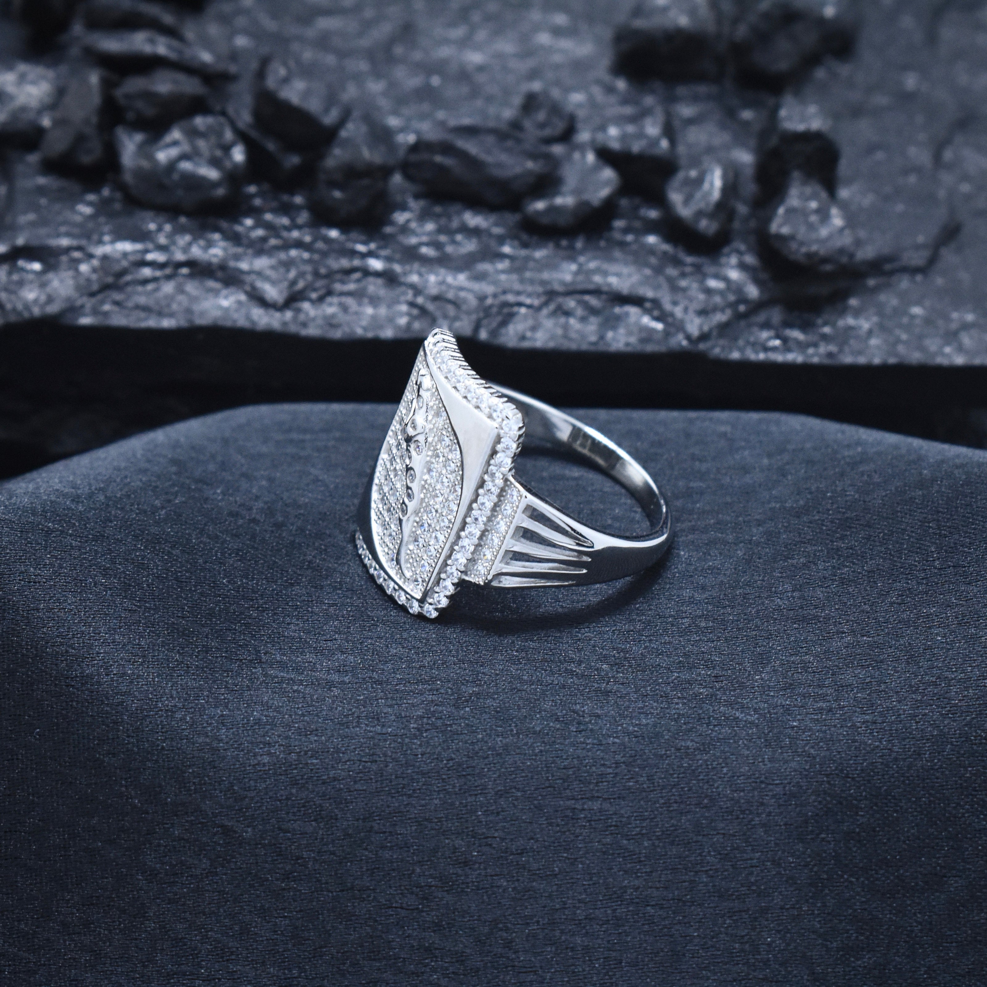 Silver Angular Dual-Texture Ring