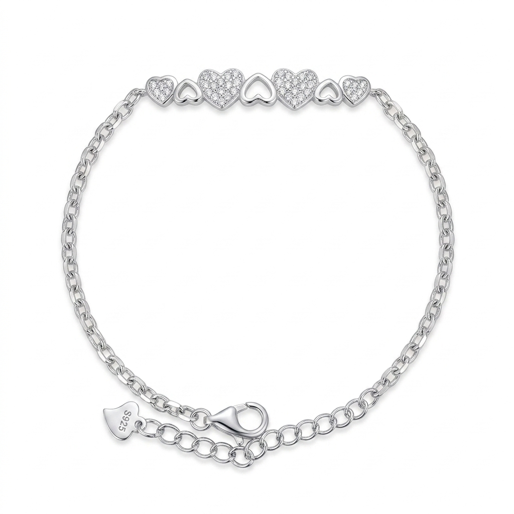 Pave Cluster Heart Bracelet