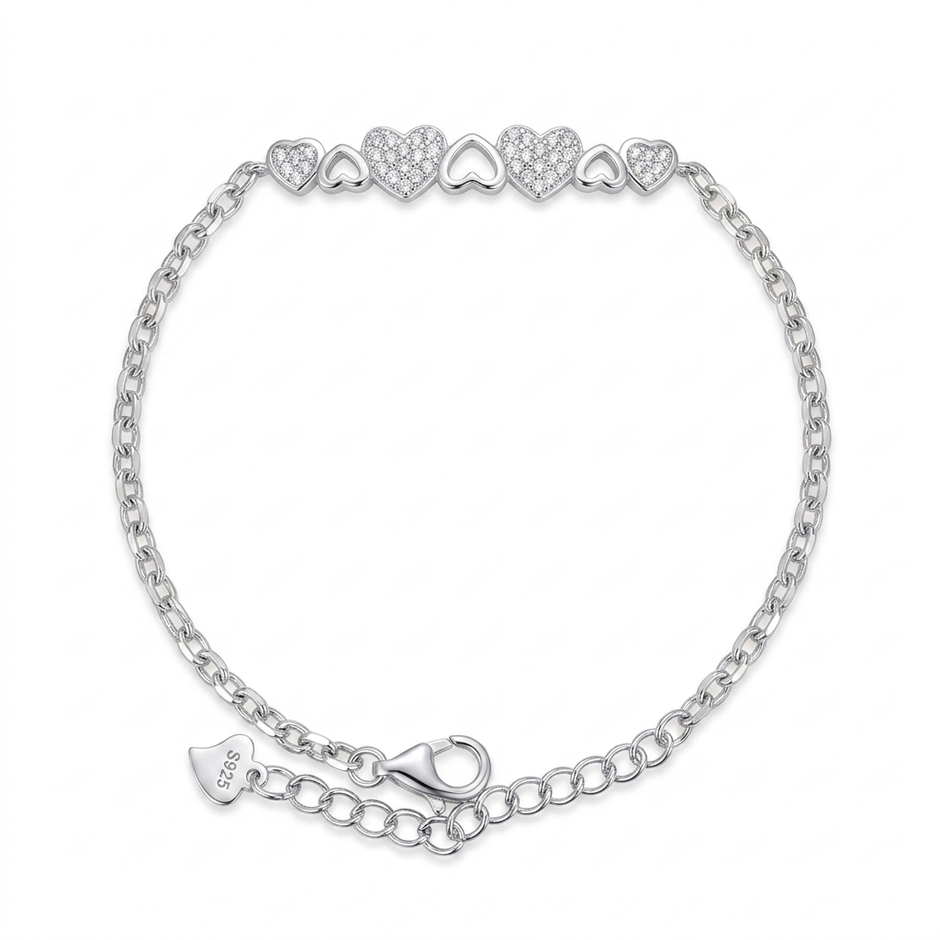 Pave Cluster Heart Bracelet