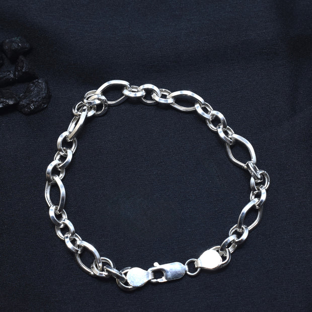 Long Oval Chain Silver Bracelet