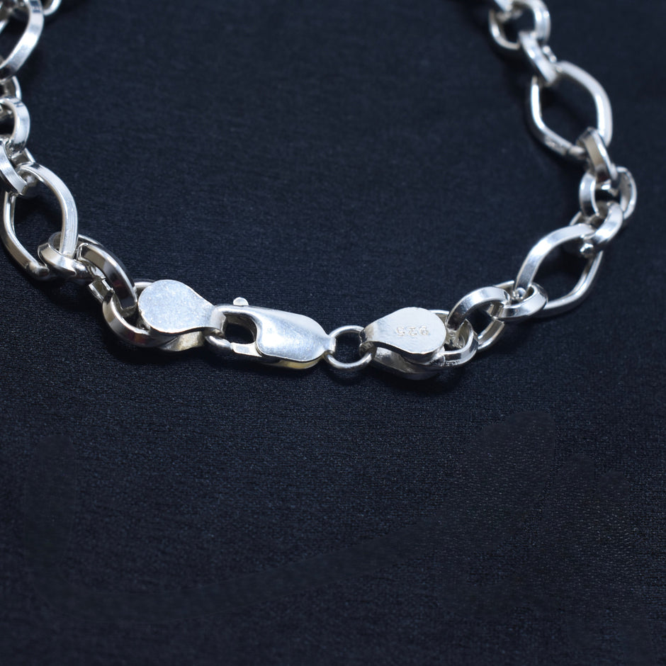 Long Oval Chain Silver Bracelet