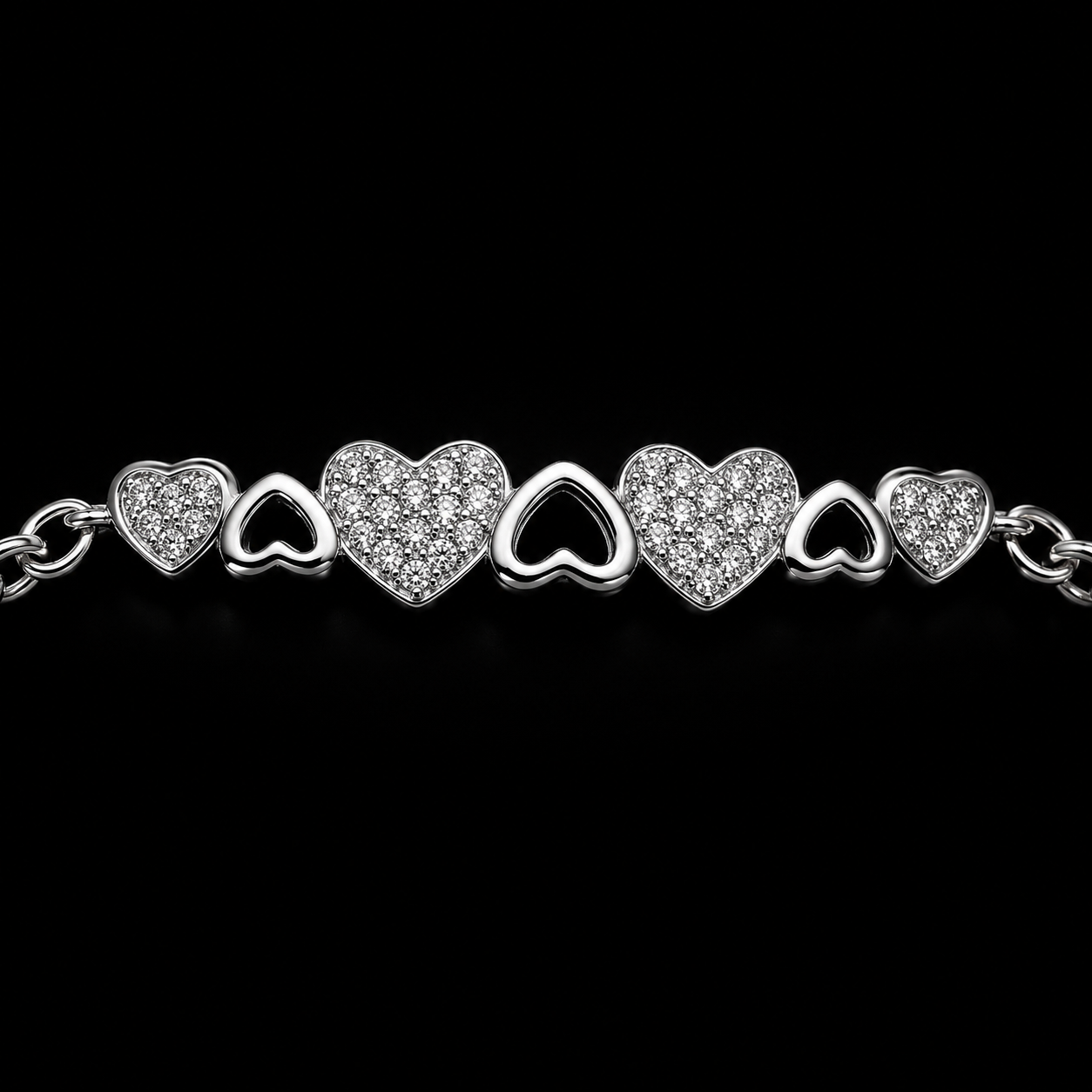 Pave Cluster Heart Bracelet