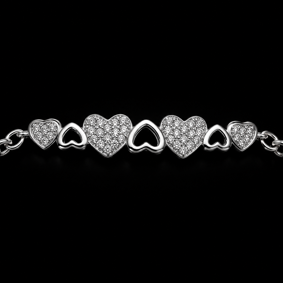 Pave Cluster Heart Bracelet
