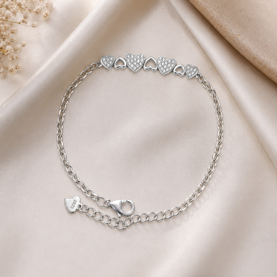 Pave Cluster Heart Bracelet