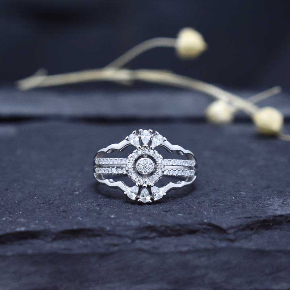 Silver Majestic Halo Ring