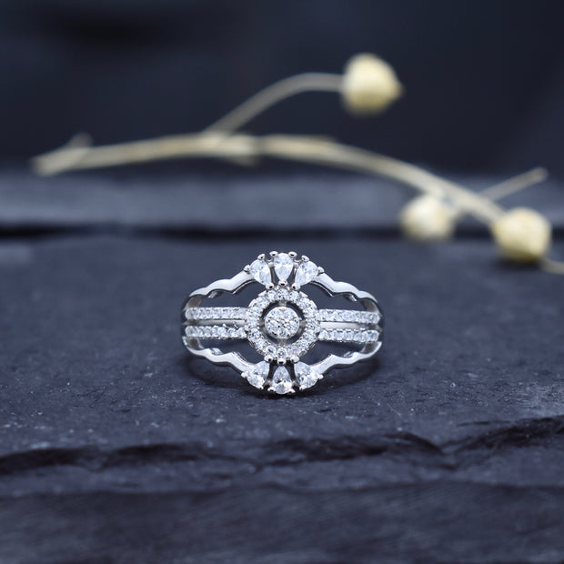 Silver Majestic Halo Ring