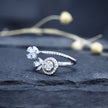 Elegant Floral Halo Dual Silver Ring