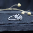 Elegant Floral Halo Dual Silver Ring
