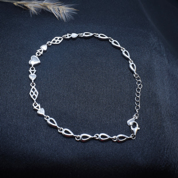Elegant Multi-Shape Sterling Silver Bracelet