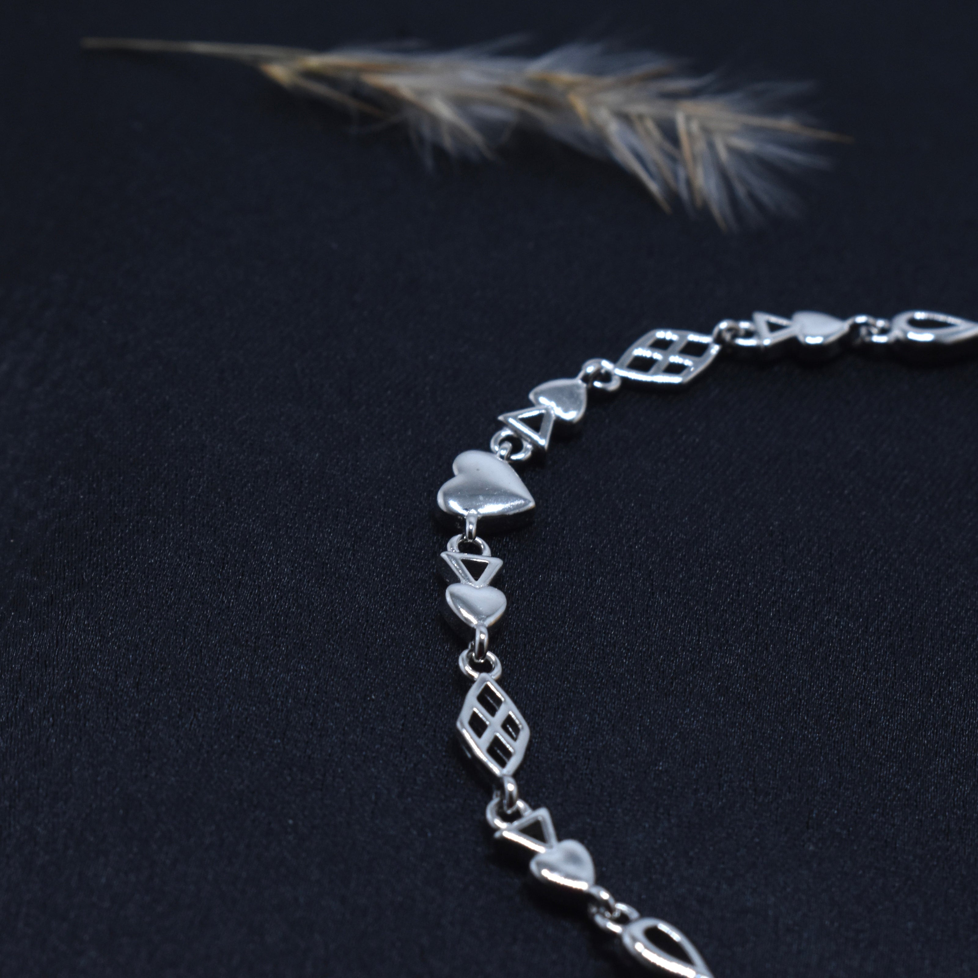 Elegant Multi-Shape Sterling Silver Bracelet