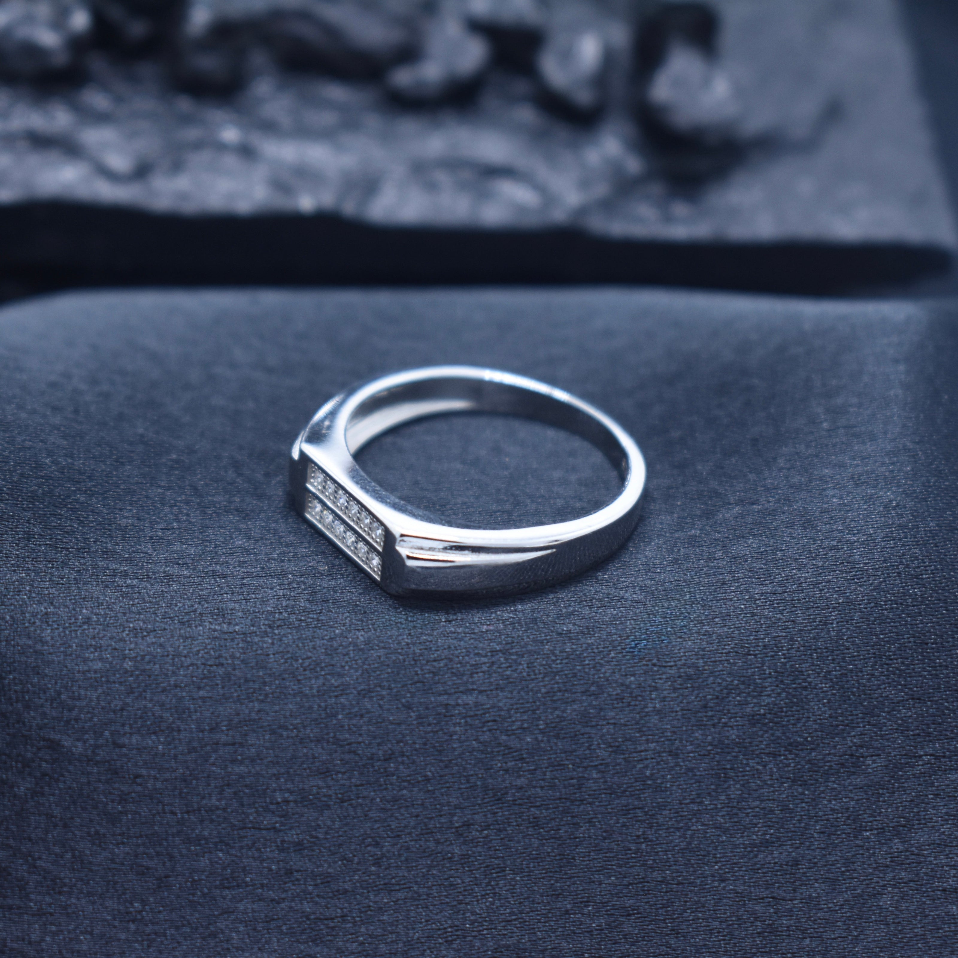 Premium Double Row Pave Silver Ring