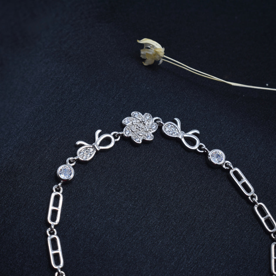 Floral Bloom Silver Bracelet