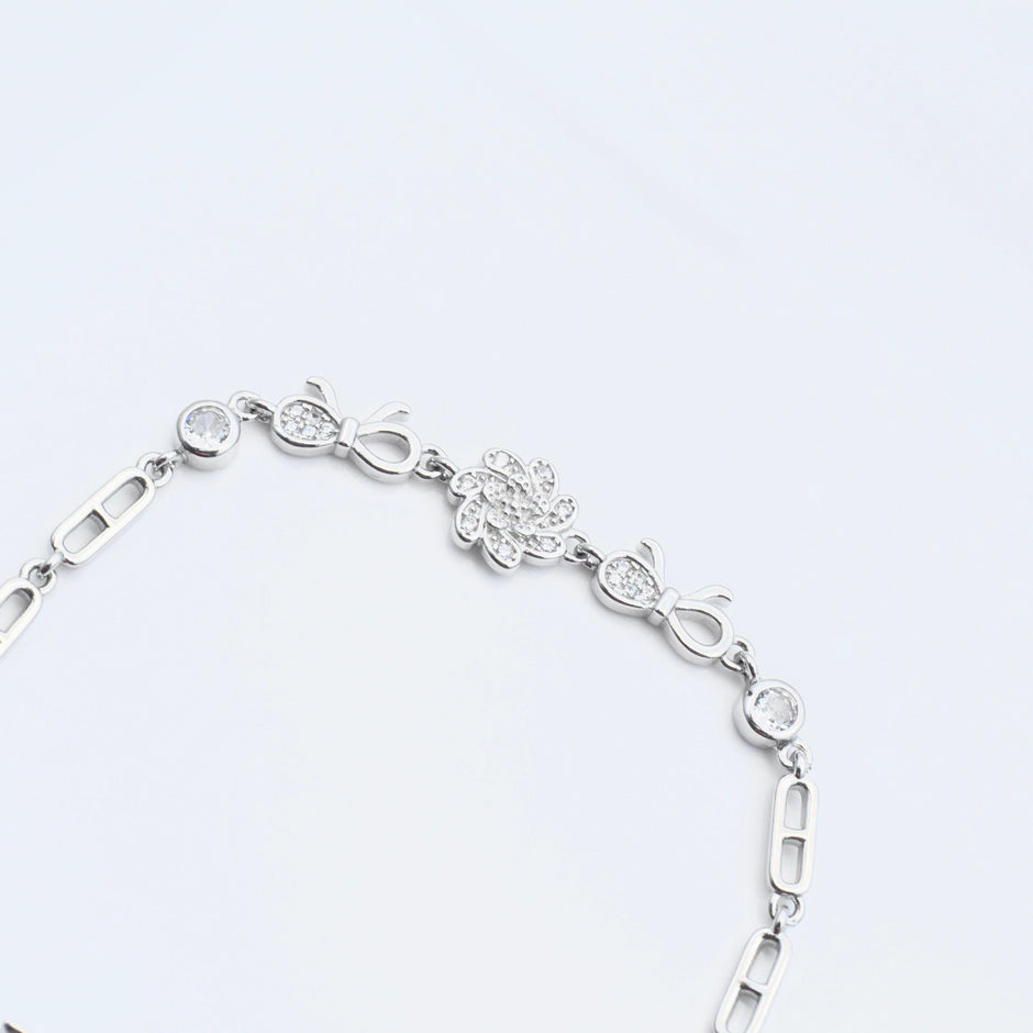 Floral Bloom Silver Bracelet