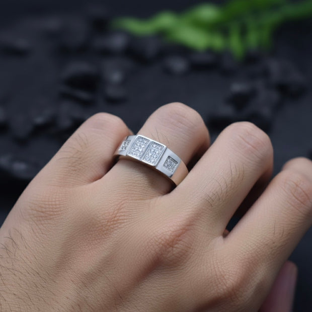 Grid-Pattern Statement Ring