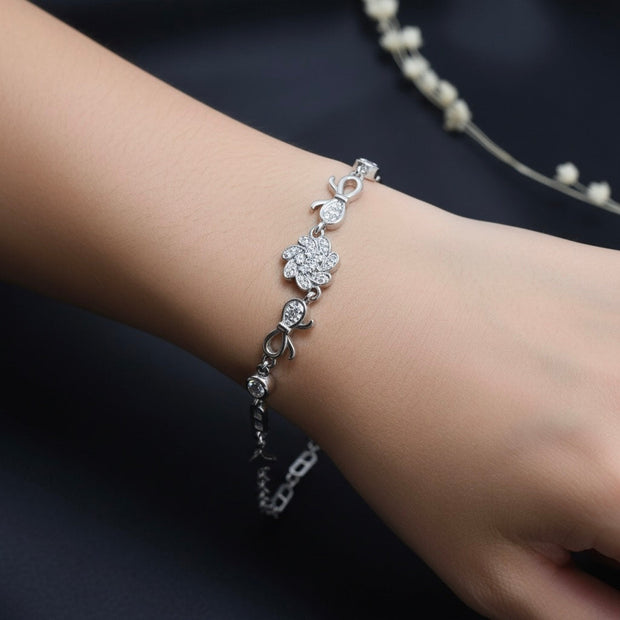 Floral Bloom Silver Bracelet