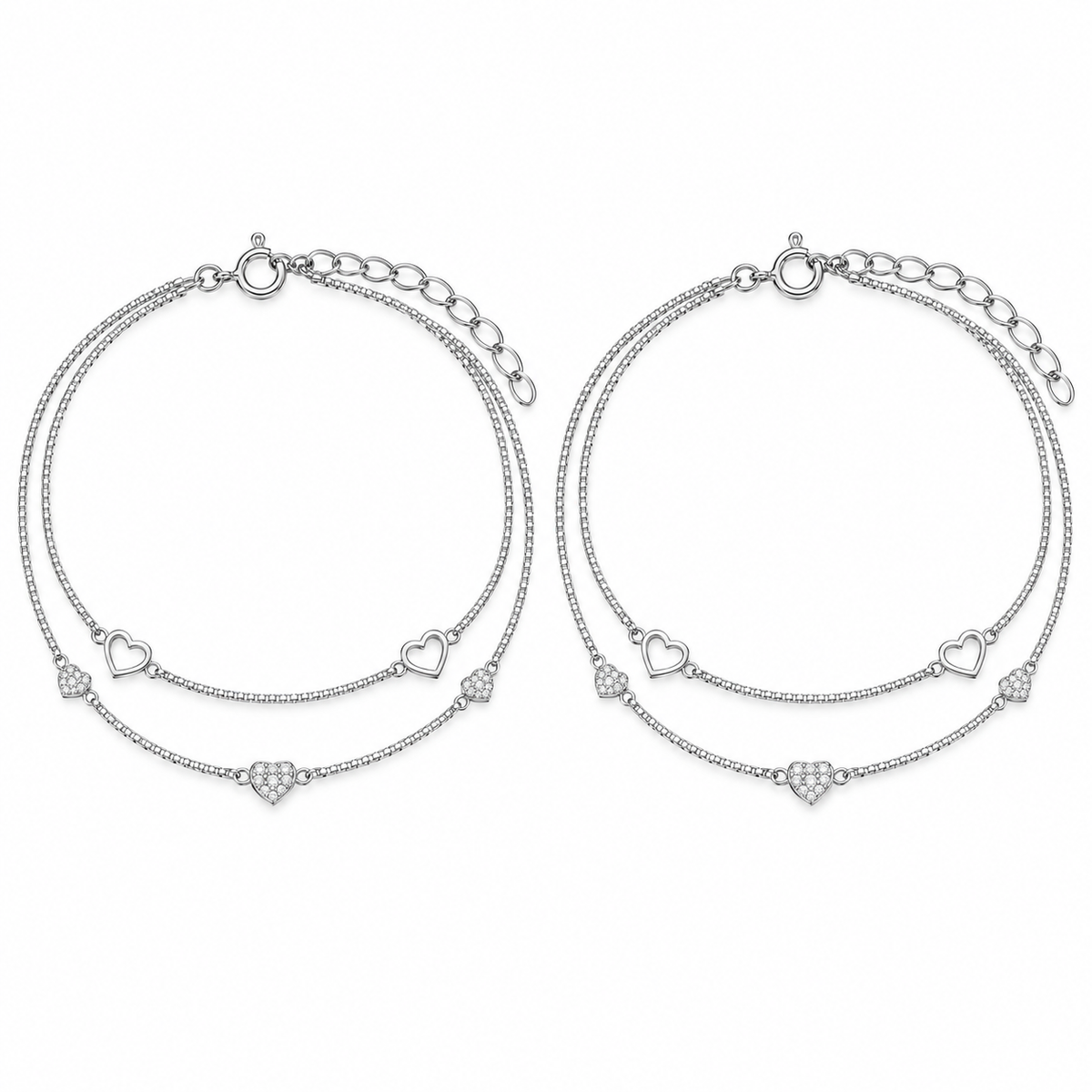 Double Heart Layered Anklet