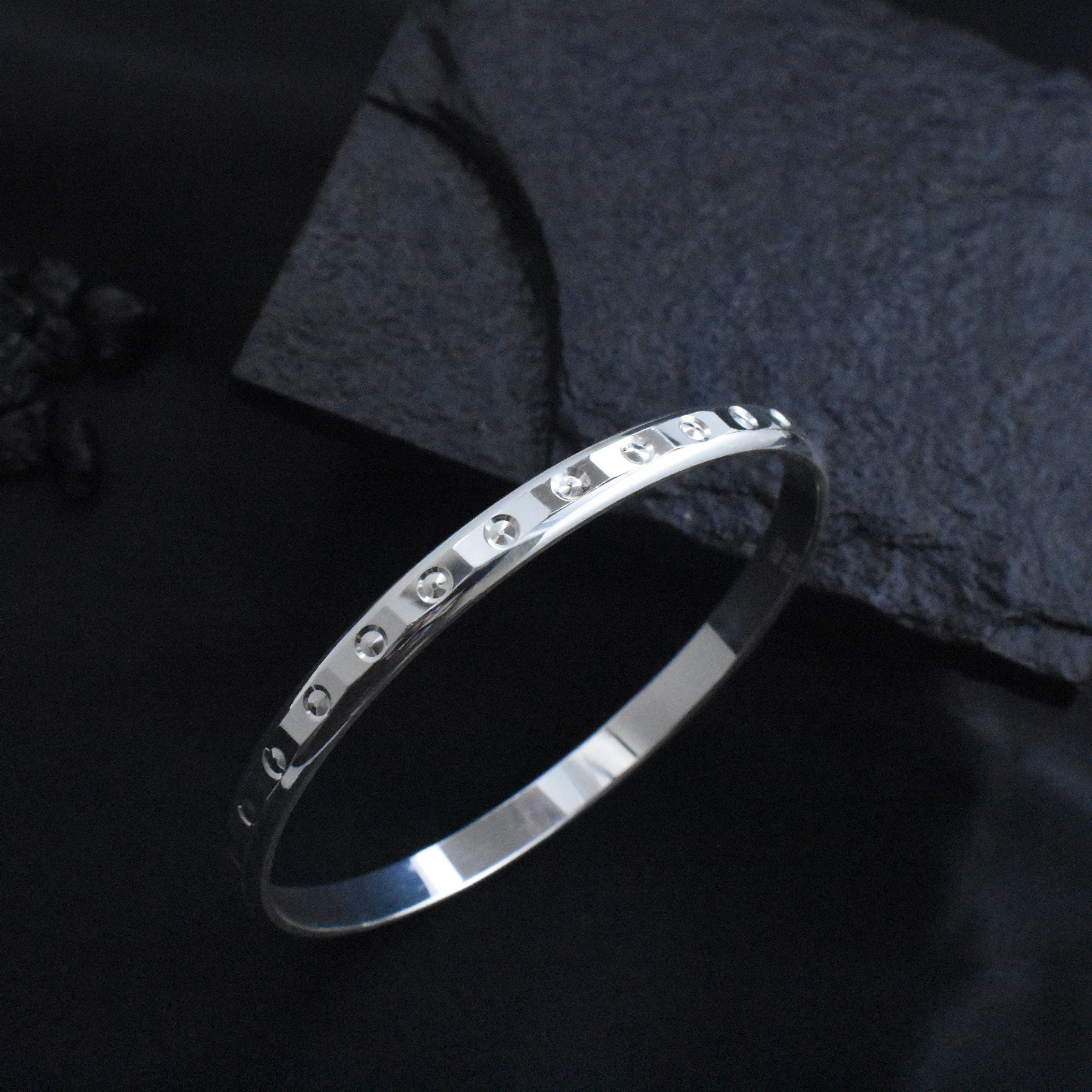 Rivet Stud Design Silver Kada