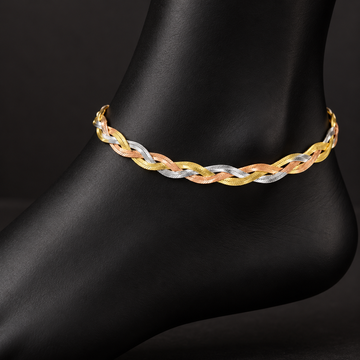Triple Tone Italian Anklet