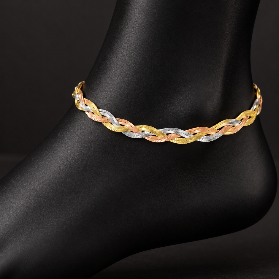Triple Tone Italian Anklet