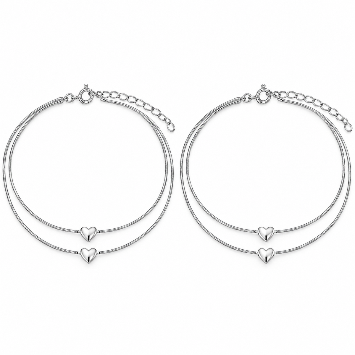 Double Heart Charm Anklet