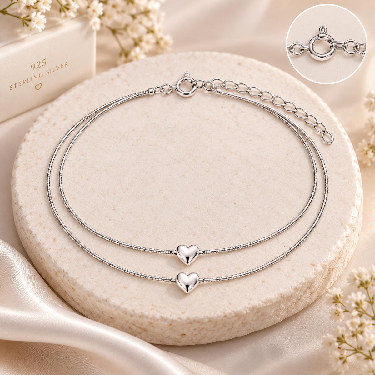 Double Heart Charm Anklet