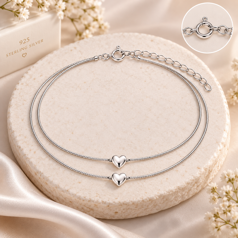 Double Heart Charm Anklet