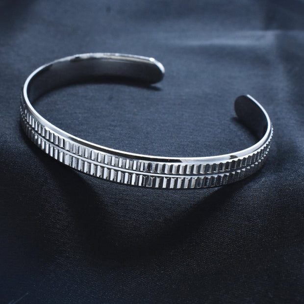 Textured Silver Cuff Bracelet